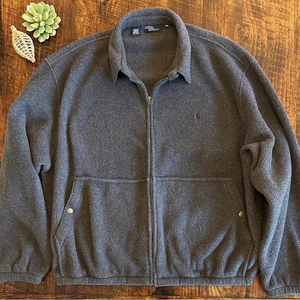 Polo Ralph Lauren | Dark Gray Fleece Full-Zip Collared Jacket, Size XXL